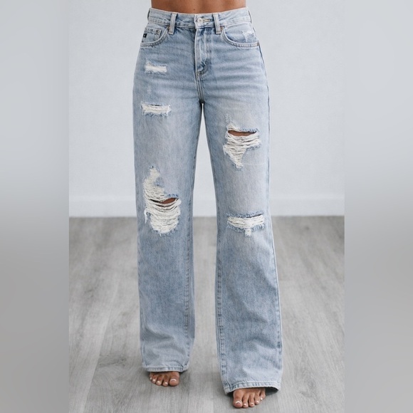 KanCan High Rise Distressed Straight Leg Jeans - Picture 2 of 12